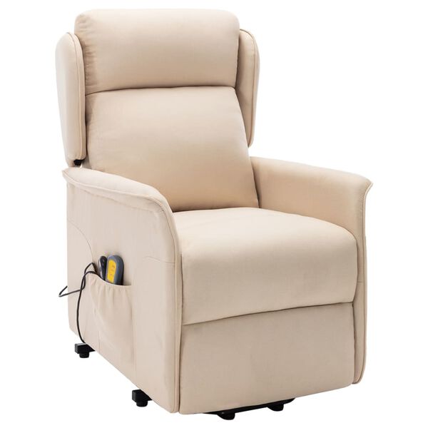 vidaXL Sill&oacute;n de masaje elevable tela color crema