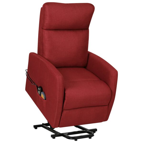 vidaXL Sillón de masaje elevable tela rojo tinto
