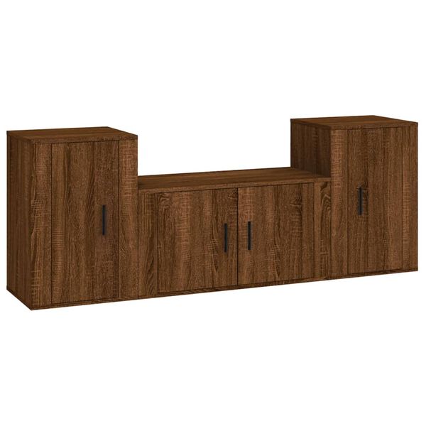 vidaXL Set de muebles para TV 3 pzas madera contrachapada roble marr&oacute;n