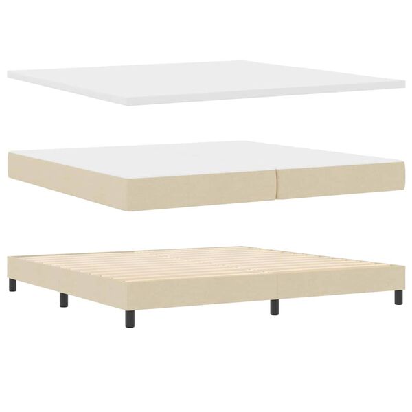 vidaXL Cama tipo Box Spring con colch&oacute;n Crema 200 x 200 cm tela