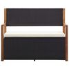 vidaXL Banco de almacenaje ratán sintético madera acacia negro 115 cm