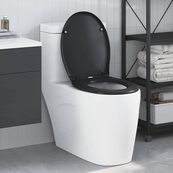 vidaXL Asiento de WC Negro 44,8 x 37,3 x 4,2 cm Duroplast