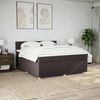 vidaXL Cama box spring con colch&oacute;n tela marr&oacute;n oscuro 180x200 cm