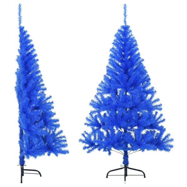 vidaXL Medio &aacute;rbol de Navidad artificial con soporte PVC azul 120 cm