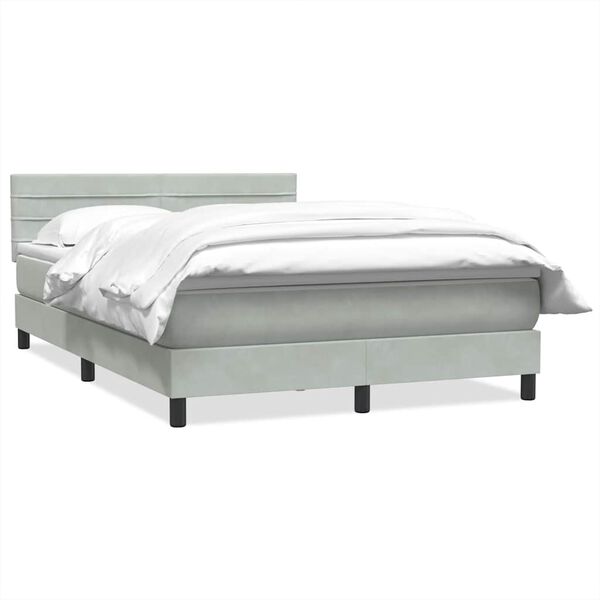vidaXL Cama box spring con colch&oacute;n terciopelo gris claro 140x220 cm