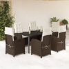 vidaXL Set comedor de jard&iacute;n 7 pzas con cojines rat&aacute;n sint&eacute;tico marr&oacute;n