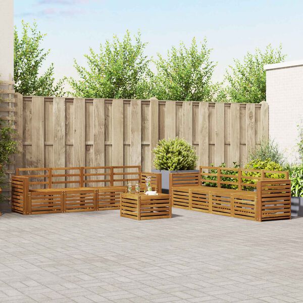 vidaXL Juegos de sof&aacute;s 9 pcs Natural Madera de Acacia S&oacute;lida