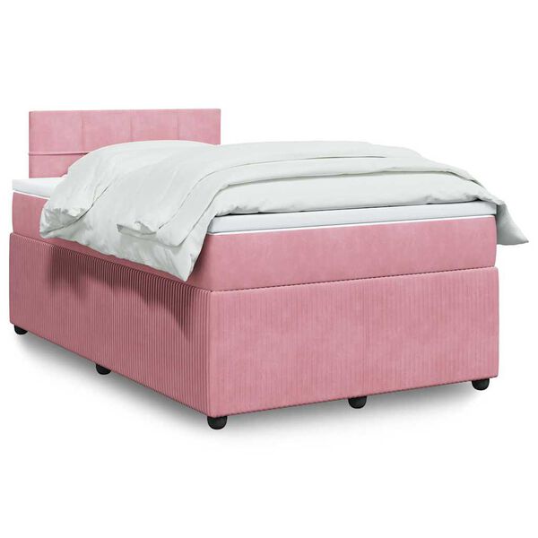 vidaXL Cama box spring con colch&oacute;n terciopelo rosa 120x200 cm