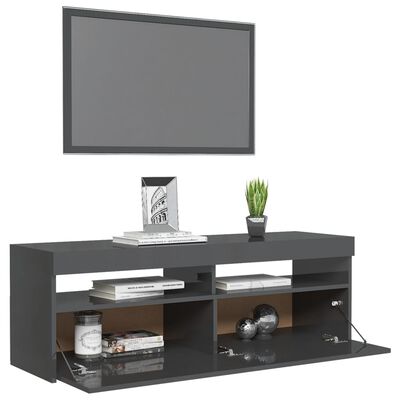 vidaXL Mueble para TV con luces LED gris brillante 120x35x40 cm