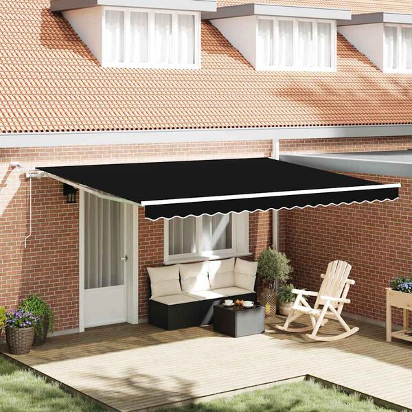 vidaXL Toldo Retr&aacute;ctil Negro 450 x 300 cm Poli&eacute;ster y metal