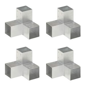 vidaXL Conectores de postes en Y 4 uds metal galvanizado 91x91 mm