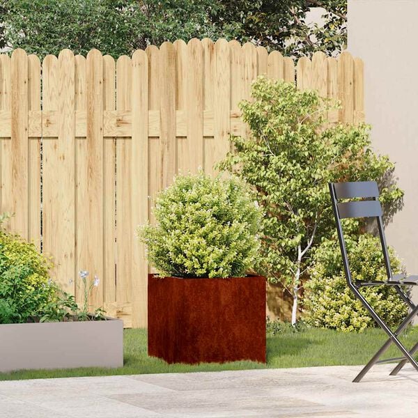 vidaXL Jardinera oxidada 40x40x40 cm acero corten