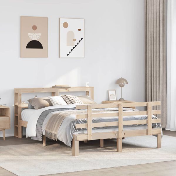 vidaXL Estructura de cama con cabecero madera de pino blanco 150x200cm