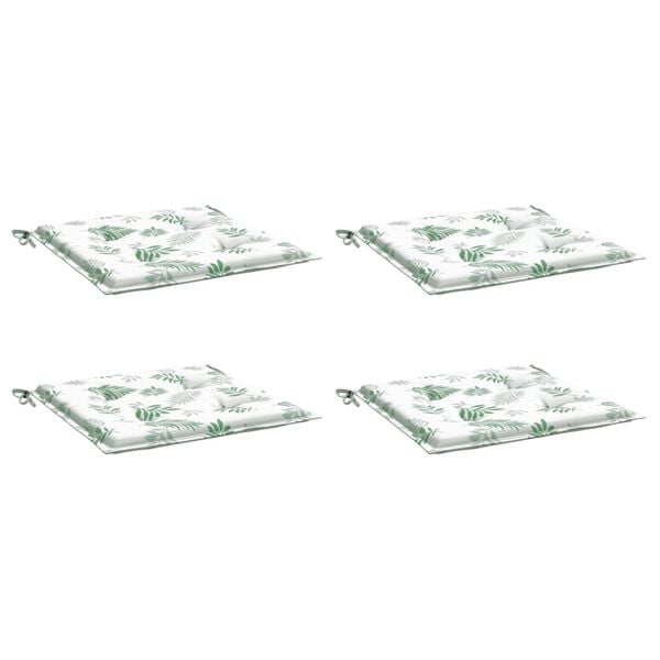 vidaXL Cojines de silla 4 uds tela estampado de hojas 50x50x4 cm