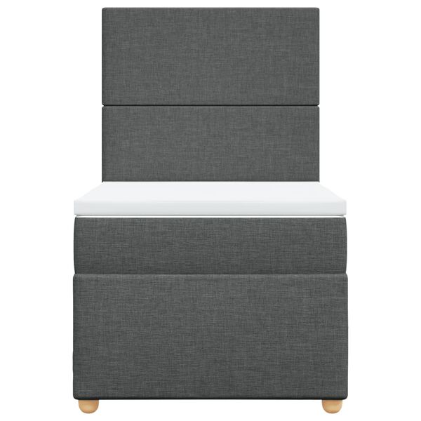 vidaXL Cama box spring con colch&oacute;n tela gris oscuro 90x200 cm