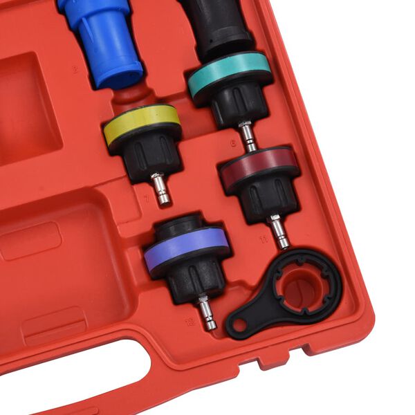 vidaXL Comprobador presión circuito refrigeración y radiador 18 piezas