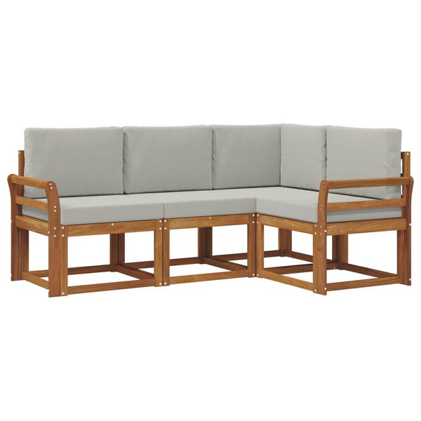 vidaXL Conjunto de sof&aacute;s de exterior 4 pcs Gris Natural y Claro