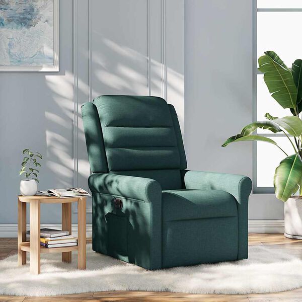 vidaXL Sill&oacute;n reclinable de tela verde oscuro