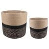 vidaXL Set de Macetas de Planta 2 uds. Natural y negro &Oslash; 28 x 28 cm