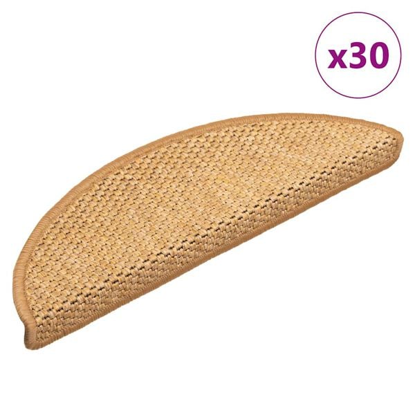 vidaXL Alfombra autoadhesiva escalera sisal 30 uds 56x17x3 cm sisal