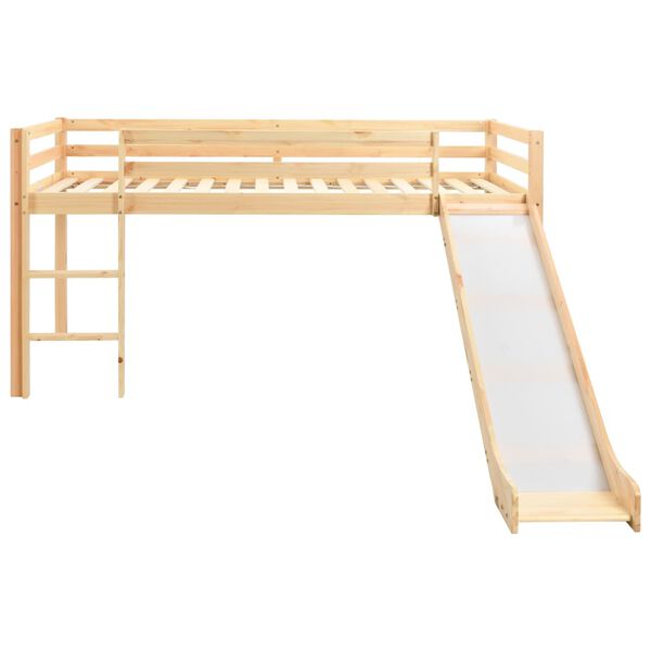 vidaXL Cama alta para ni&ntilde;os tobog&aacute;n y escalera madera pino 97x208 cm