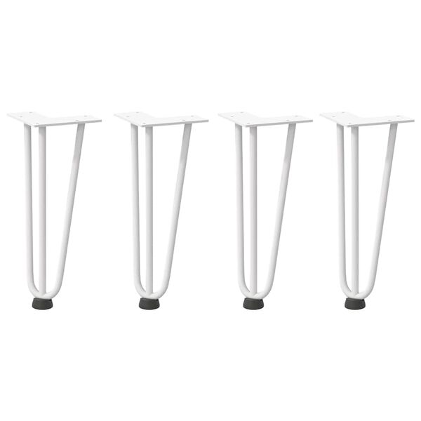 vidaXL Patas de horquilla para mesa de centro (4 unidades), color blanco, 30 cm, acero macizo