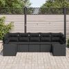 vidaXL Conjunto de sofá de jardín con cojín 7 pcs Negro Poliratán