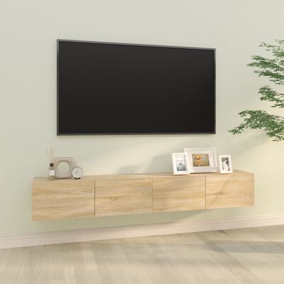 vidaXL Muebles TV de pared 2 uds madera ingeniería roble 100x30x30 cm