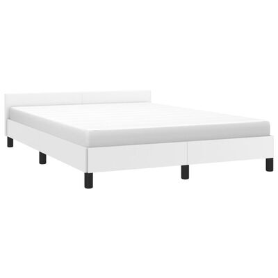 vidaXL Estructura de cama cabecero cuero sintético blanco 140x200 cm