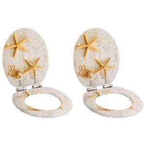 vidaXL Asiento inodoro WC 2 uds tapa cierre suave MDF estrella de mar