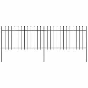 vidaXL Valla de jard&iacute;n con punta de lanza de acero 359x100 cm negra