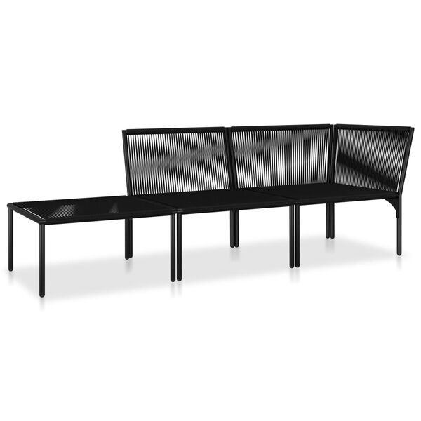 vidaXL Juego de muebles de jard&iacute;n 3 piezas con cojines PVC negro