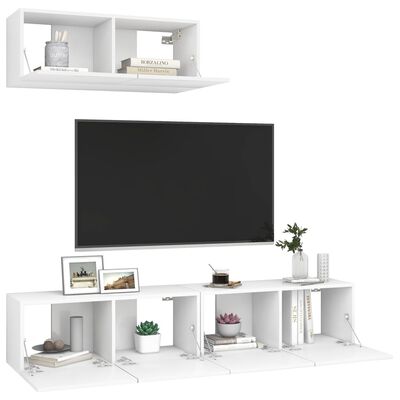 vidaXL Mueble de TV 3 piezas de aglomerado blanco
