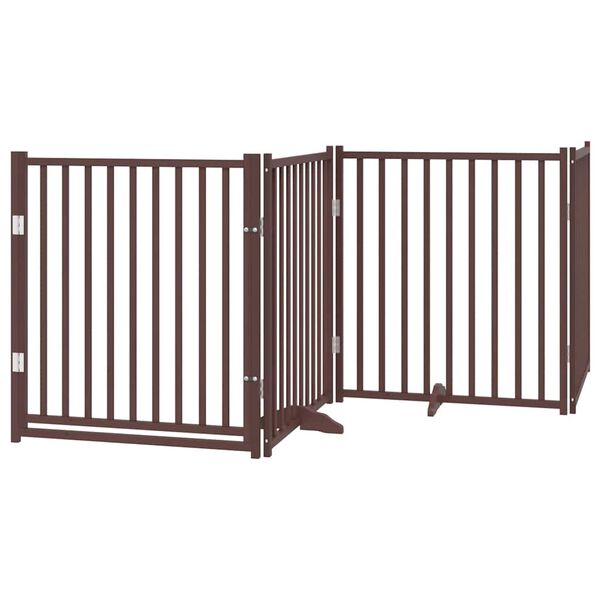 vidaXL Puerta de perros plegable 6 paneles madera &aacute;lamo marr&oacute;n 480 cm