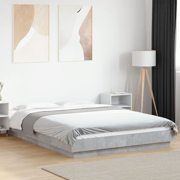 vidaXL Estructura de cama madera de ingenier&iacute;a gris hormig&oacute;n 140x190cm