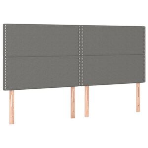 vidaXL Cabecero de cama gris oscuro 180x5x118/128 cm de tela