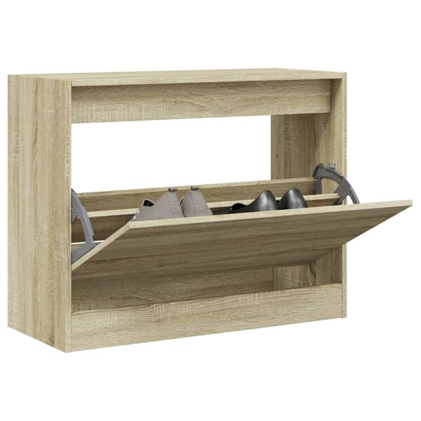 vidaXL Zapatero de madera de ingeniería roble Sonoma 80x34x63 cm