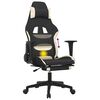 vidaXL Silla gaming de masaje con reposapiés tela negro y crema