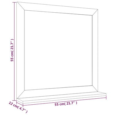 vidaXL Espejo de pared madera maciza nogal 55x55 cm
