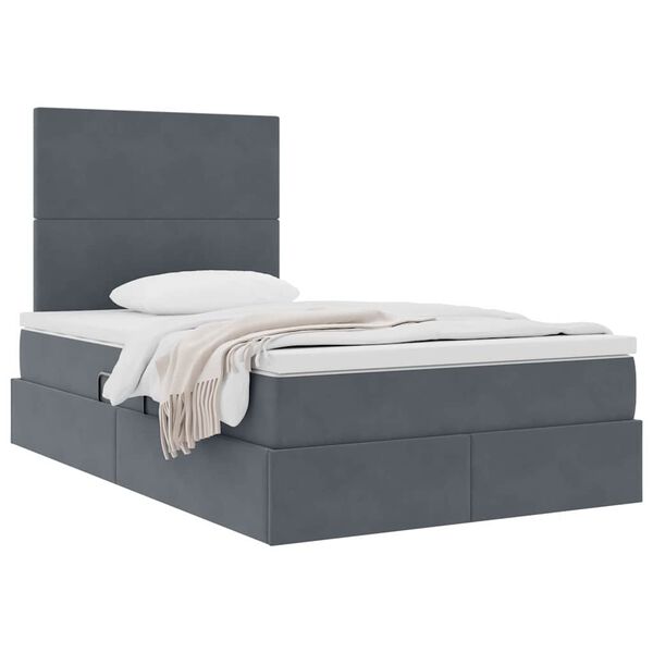 vidaXL Cama con almacenamiento y colch&oacute;n Gris oscuro 120 x 190 cm