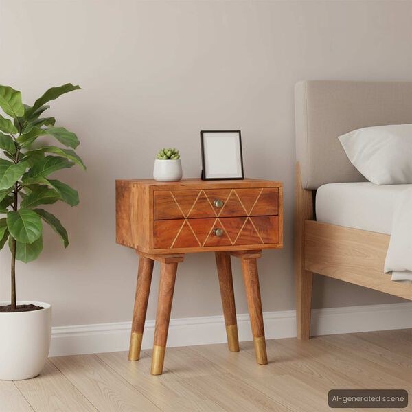 vidaXL Mesita de noche de madera maciza de mango 43x30x58 cm