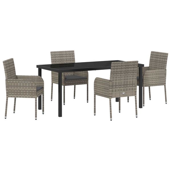 vidaXL Conjunto de Comedor de Jard&iacute;n 5 pcs Gris rat&aacute;n sint&eacute;tico