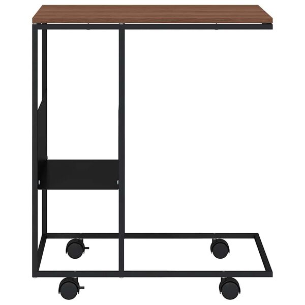 vidaXL Mesa auxiliar con ruedas madera ingenier&iacute;a negra 55x36x63,5 cm