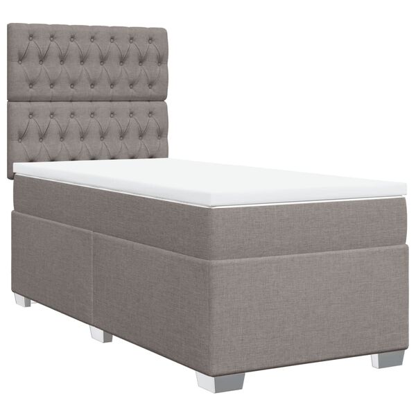 vidaXL Cama box spring con colch&oacute;n tela gris taupe 90x200 cm
