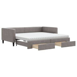 vidaXL Sof&aacute; cama nido con cajones tela gris taupe 100x200 cm