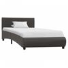 vidaXL Estructura de cama con LED sin colch&oacute;n cuero gris 90x200 cm