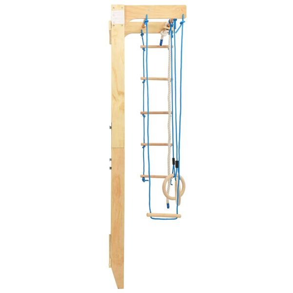 vidaXL Juego de escalada interior con escaleras y anillas madera