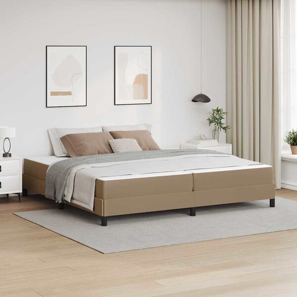 vidaXL Estructura de cama con colch&oacute;n Capuchino 200 x 200 cm tela