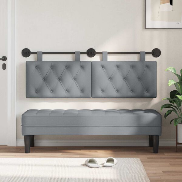vidaXL Cabecera Colgante Gris Claro 150 x 55 x 7 cm tela