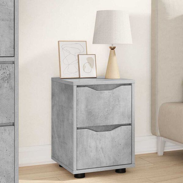 vidaXL Mesas de noche con caj&oacute;n 2 pcs Gris Concreto 30,5 x 30 x 43 cm
